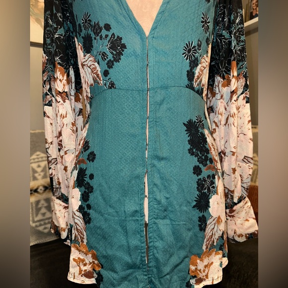 Free People NWT Mikayla Floral Print Tunic Long Sleeve Blouse Size XS/Small - Picture 8 of 16